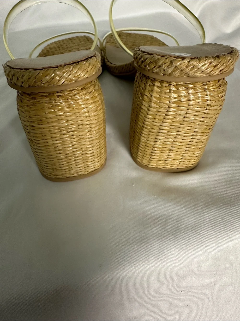 Title EN  Dolce Vita Clear Strap Block Heel Mules Women’s US 10 Natural Raffia